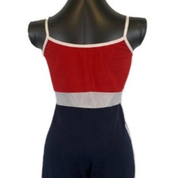 XERS Vintage 1980's Jumpsuit Tank Style Colorblock Americana Women's Size Large - Picture 4 of 14